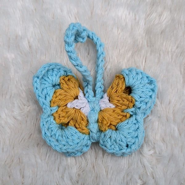 Baby Blue 3D Butterfly Crochet Bag Charm