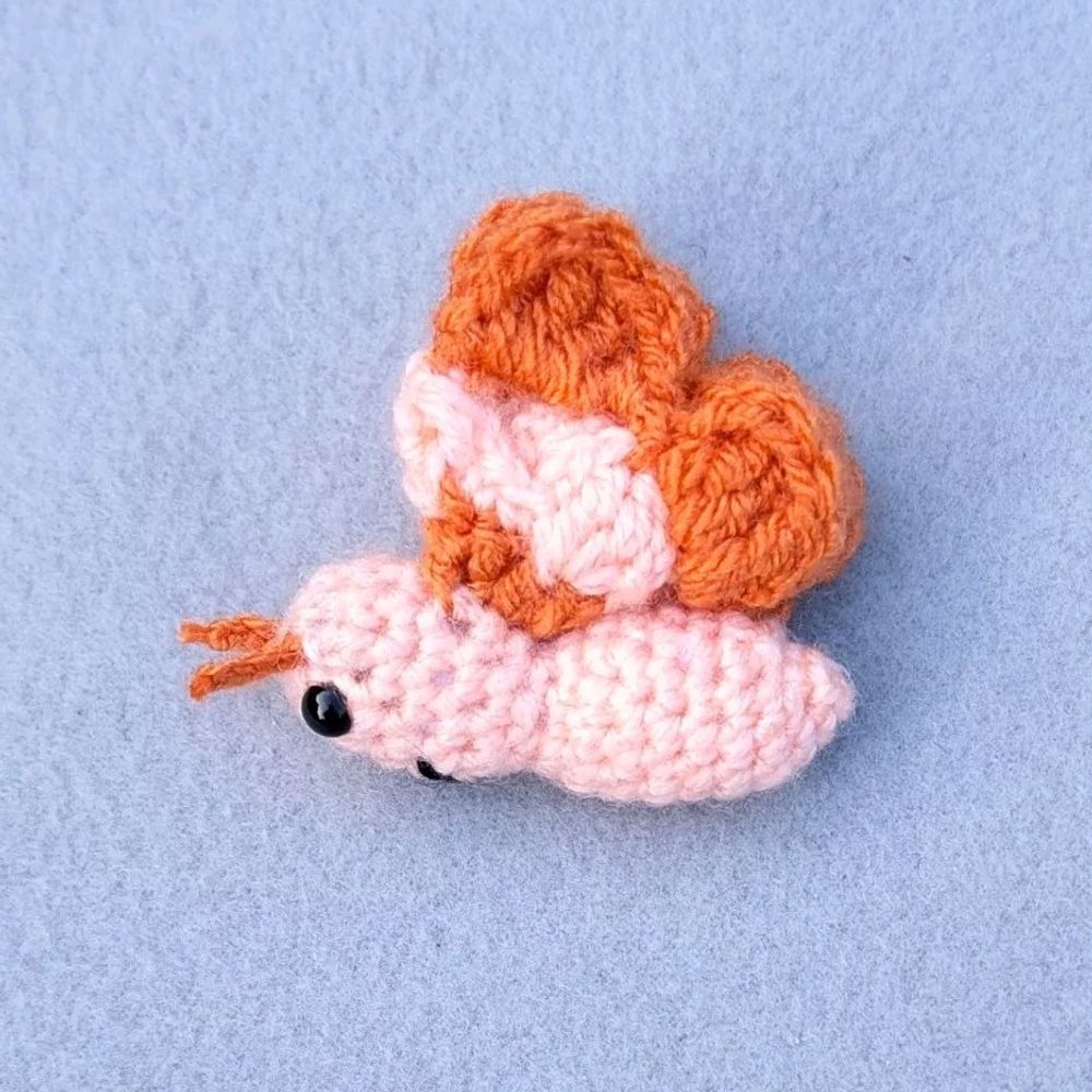 Purple Crochet Butterfly Keyring, Valentine's Gift — Front