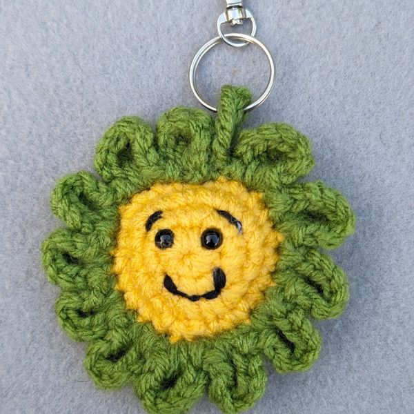 Pink Crochet Flower Keyring, Valentine's Gift